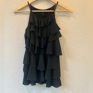 Ann Taylor Loft Black Ruffled Halter Top